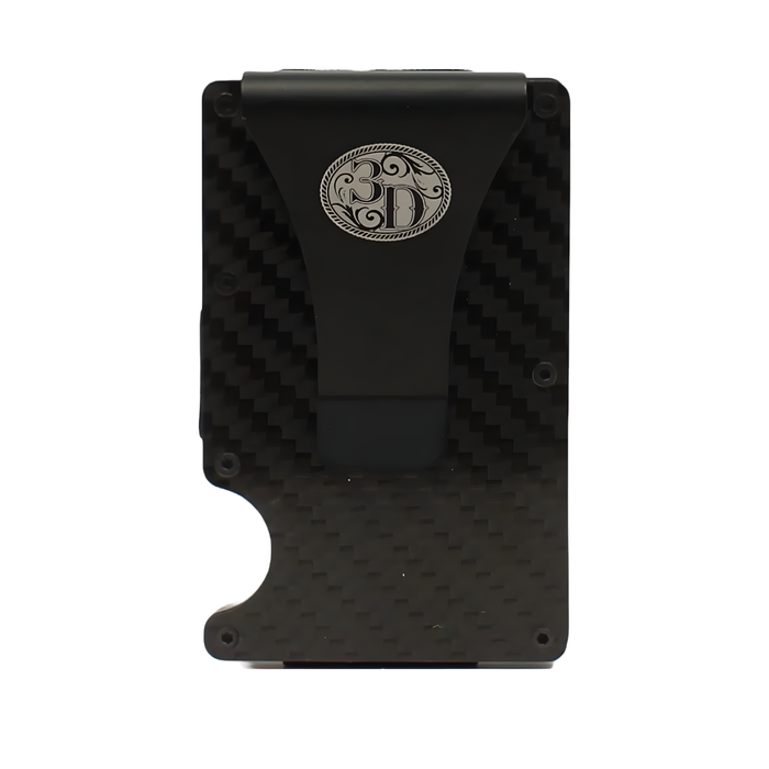 3D Black Carbon Fiber and Stainless Steel Smart Wallet