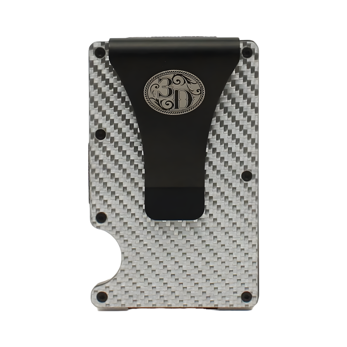 3D Grey Carbon Fiber and Stainless Steel Smart Wallet