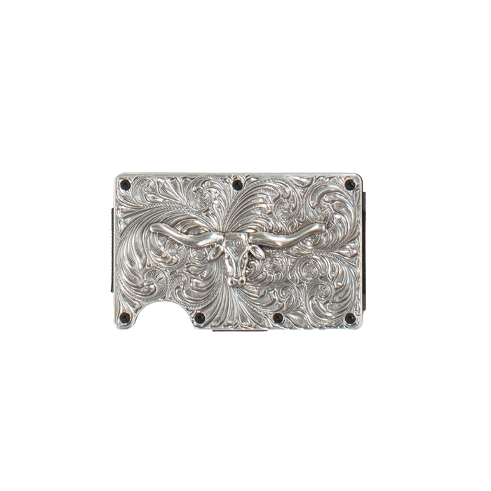 3D Silver Scroll With Longhorn Wallet