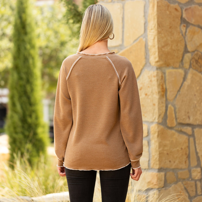 40083 - Knit Sweater with Accent Buttons - Brown