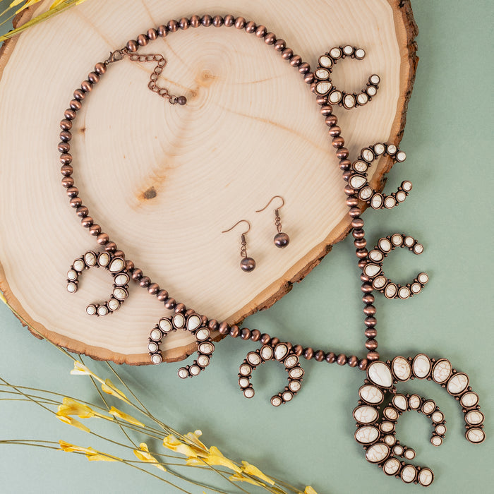 92004 - Squash Blossom Necklace - Ivory & Copper