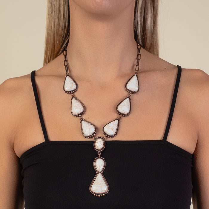 92012 - Squash Blossom Necklace - Ivory & Copper