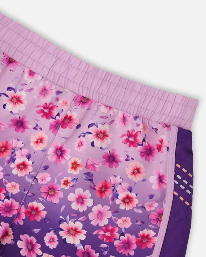 Athletic Shorts In Recycled Polyester Mauve Floral Gradient-2