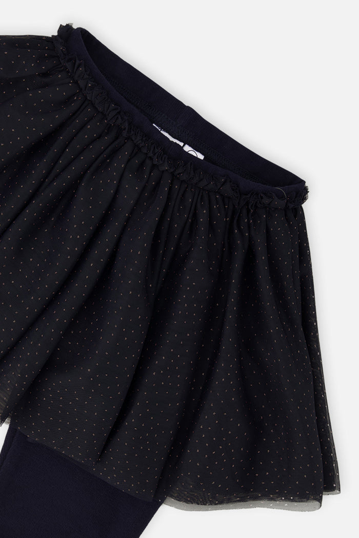 Baby Leggings With Integrated Tulle Skirt Dark Blue-2
