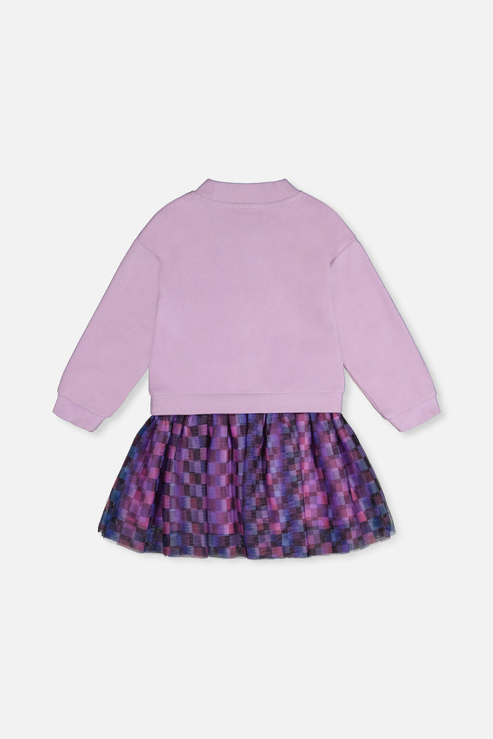 Bi-Material Dress Violet-4
