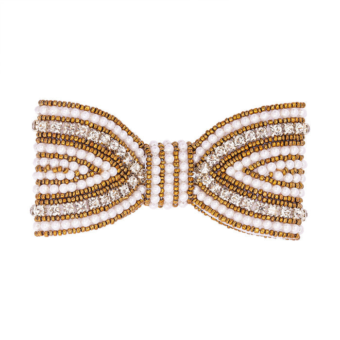 Bling Gift Box with 1 Crystal Turban, 1 Embellished Hair Bow and 4 Embroidered Hair Pins - Gold