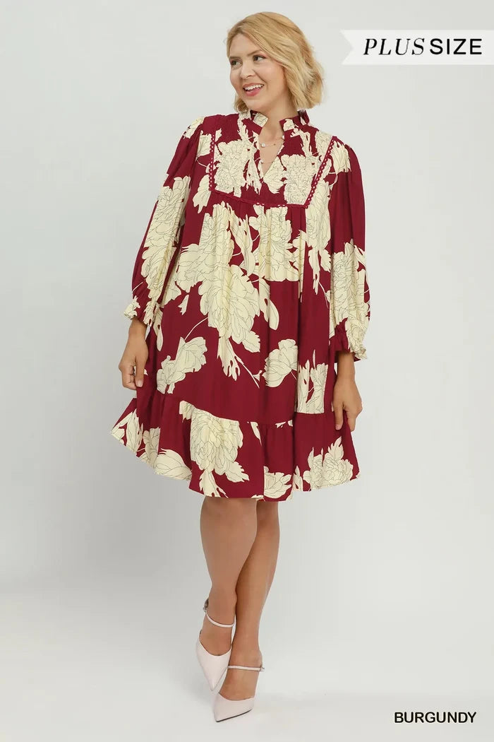 Burgundy Floral Dress