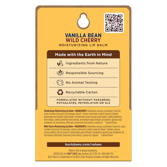 Burt’s Bees Lip Balm Vanilla / Wild Cherry 0.15 oz - 2 Ct - 48 Pack