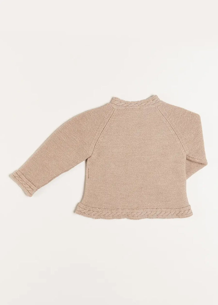 Cable Detail Cardigan in Beige (6mths-3yrs) KNITWEAR from Pepa London