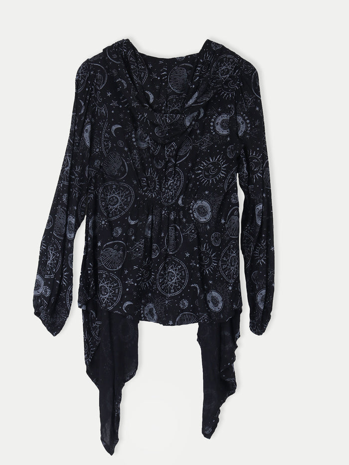 Celestial Hooded Cardigan | Black-Image 2