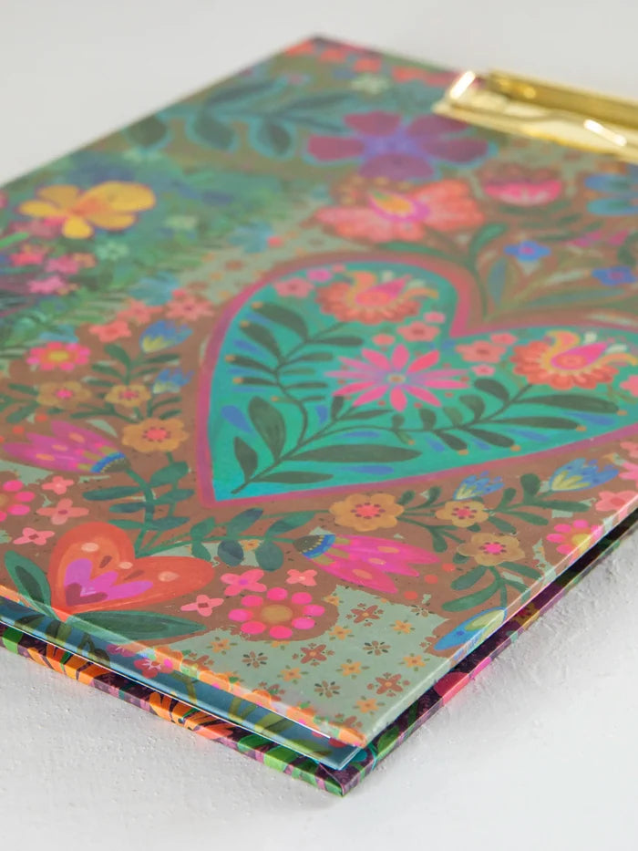 Clipfolio with Notepad - Teal Heart-view 4