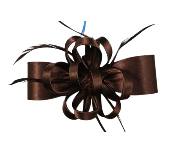 Coffee Brown Bow Satin Slide Hair Clip