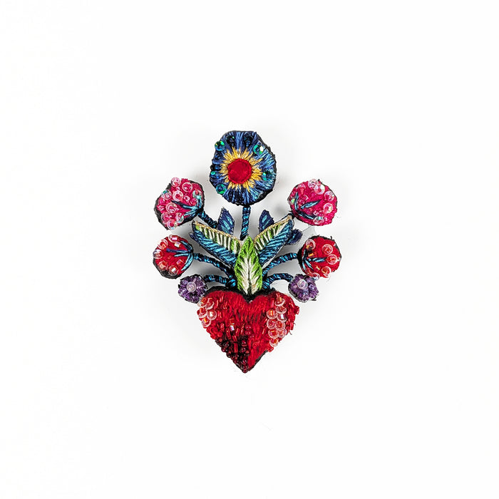 Frida's Flowers Heart Brooch Pin