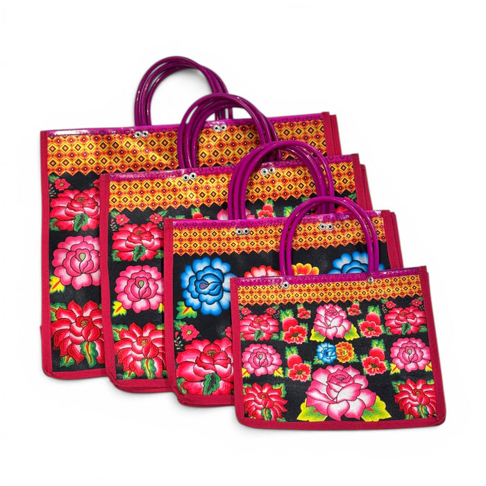 Hot Pink Floral Shopping Bag