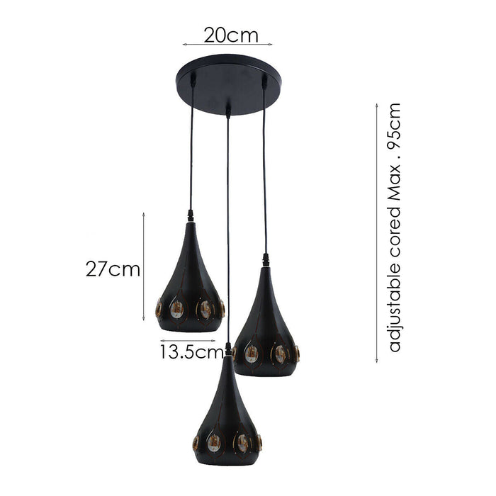 Industrial Cage Pendant Light E27 Matt Black ~2167