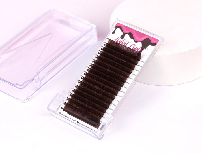 Matte Mocha Brown Volume Lash Extensions – 16 Row (.05)