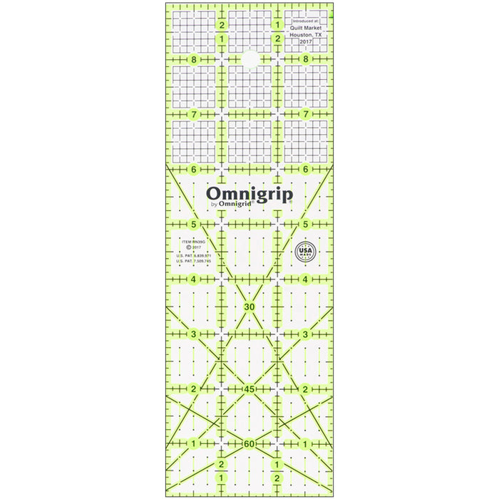 Omnigrip Omnigrid Ruler 3" x 9" quilting tool notion grid marked lines made in usa