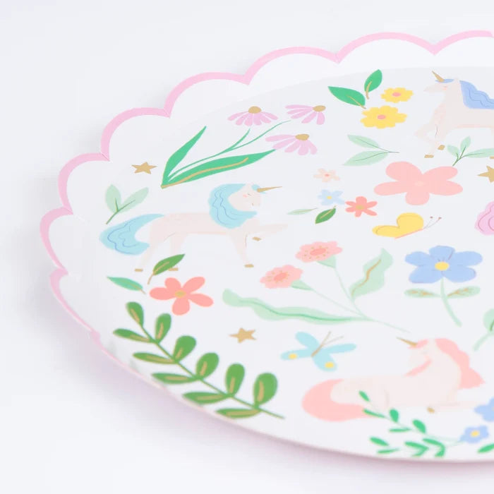 Meri Meri - Paper Plates - Meadow Unicorns - Details