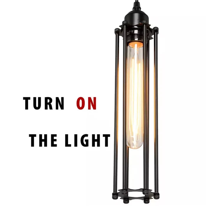 Retro Ceiling Light Suitable E27 Black Wire Cage With Adjustable Black Cable~1496