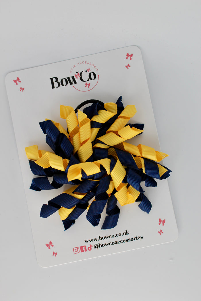 School Bow Navy and Yellow Gold - Corker Bow - Elastic