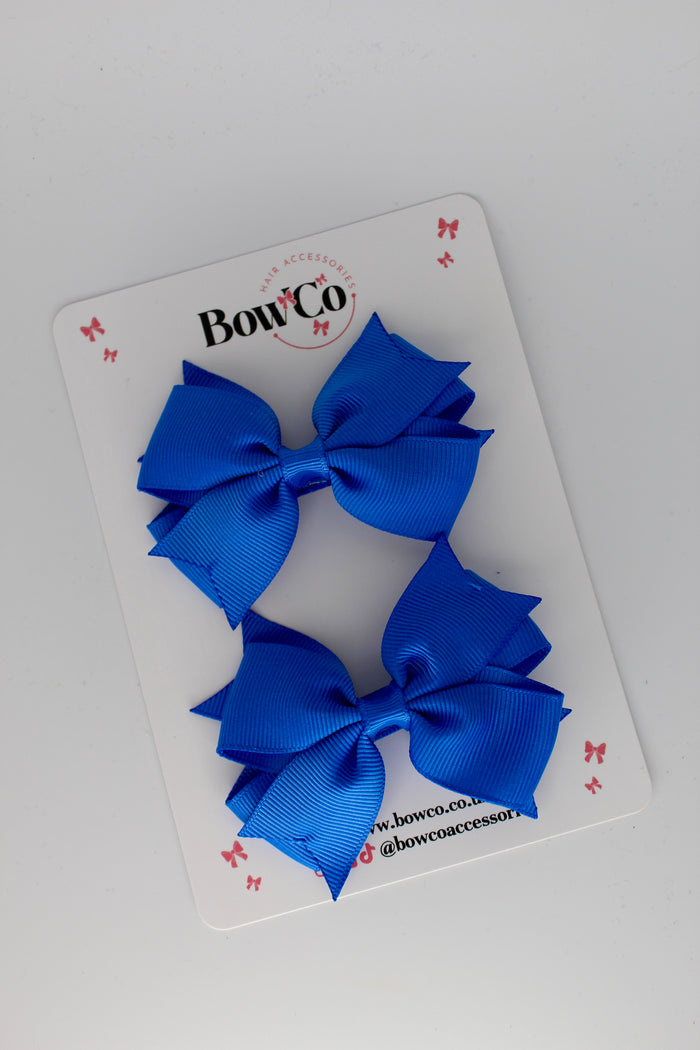 School Bow Royal Blue - Layer Tail Bow Set - Clip