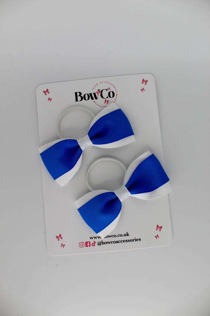 School Bows Royal Blue and White - Tuxedo Bow Set - Elastic