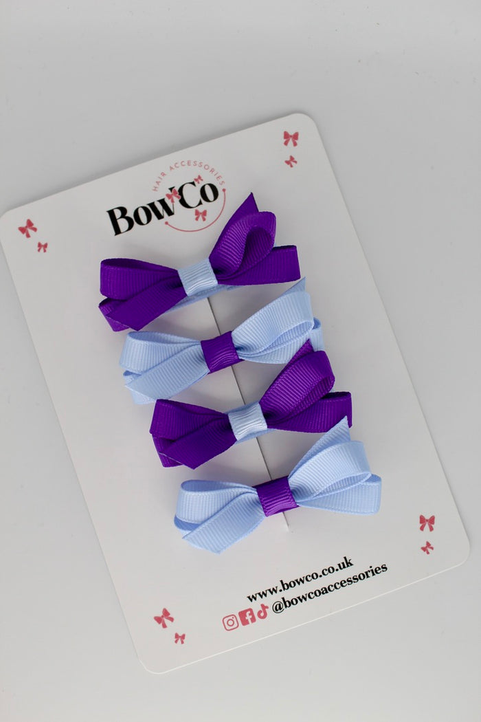 School Purple and Bluebell Ballerina Bows - Set of 4 - Clip