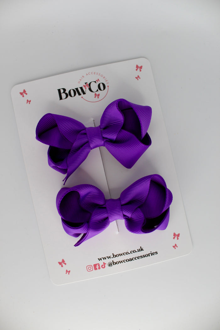 School Purple Loop Bow Set - Clip