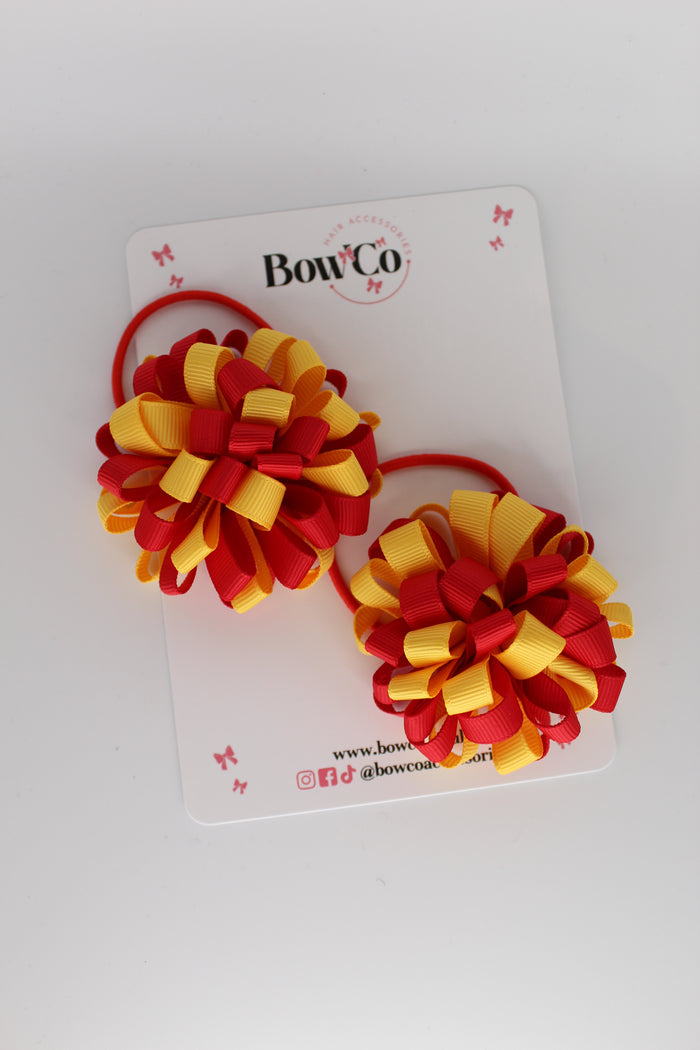 Schools Bows Red and Yellow - Pom Pom Bow Set