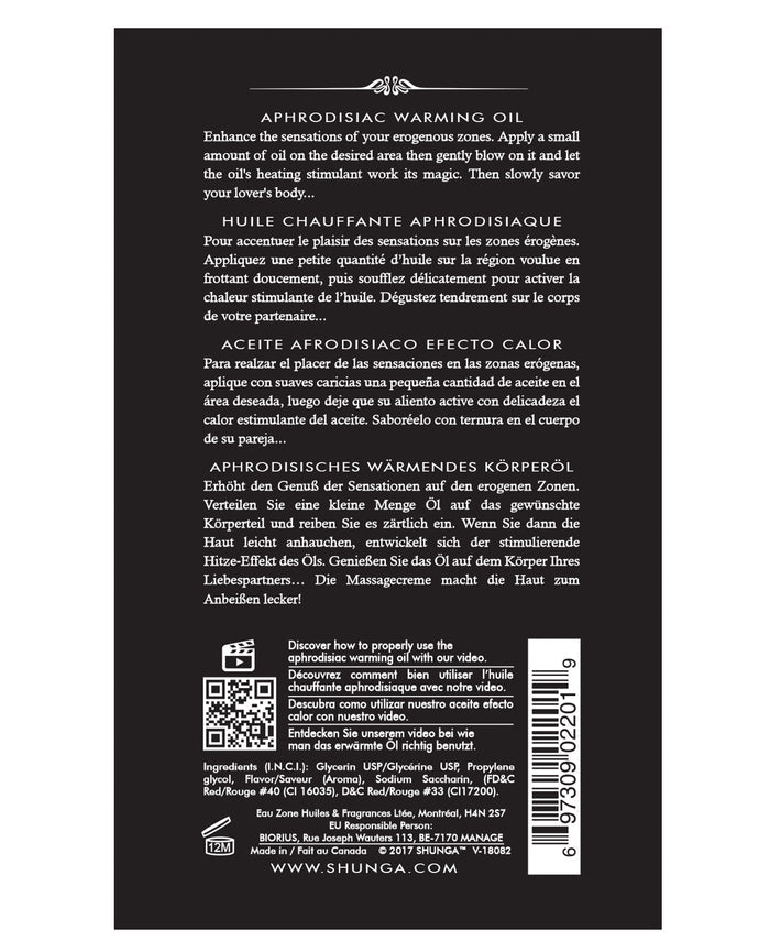 Shunga Warming Oil Raspberry Feeling 3.5 fl oz