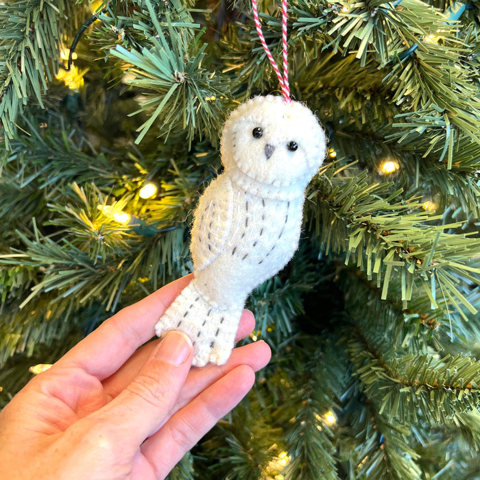 Snowy Owl Felt Wool Ornament