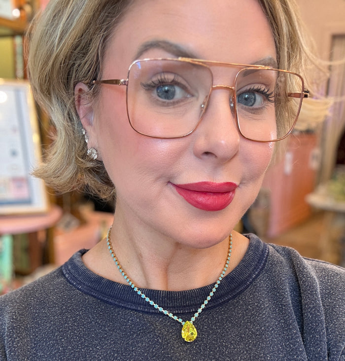 TOVA Milli Statement Necklace Chartreuse