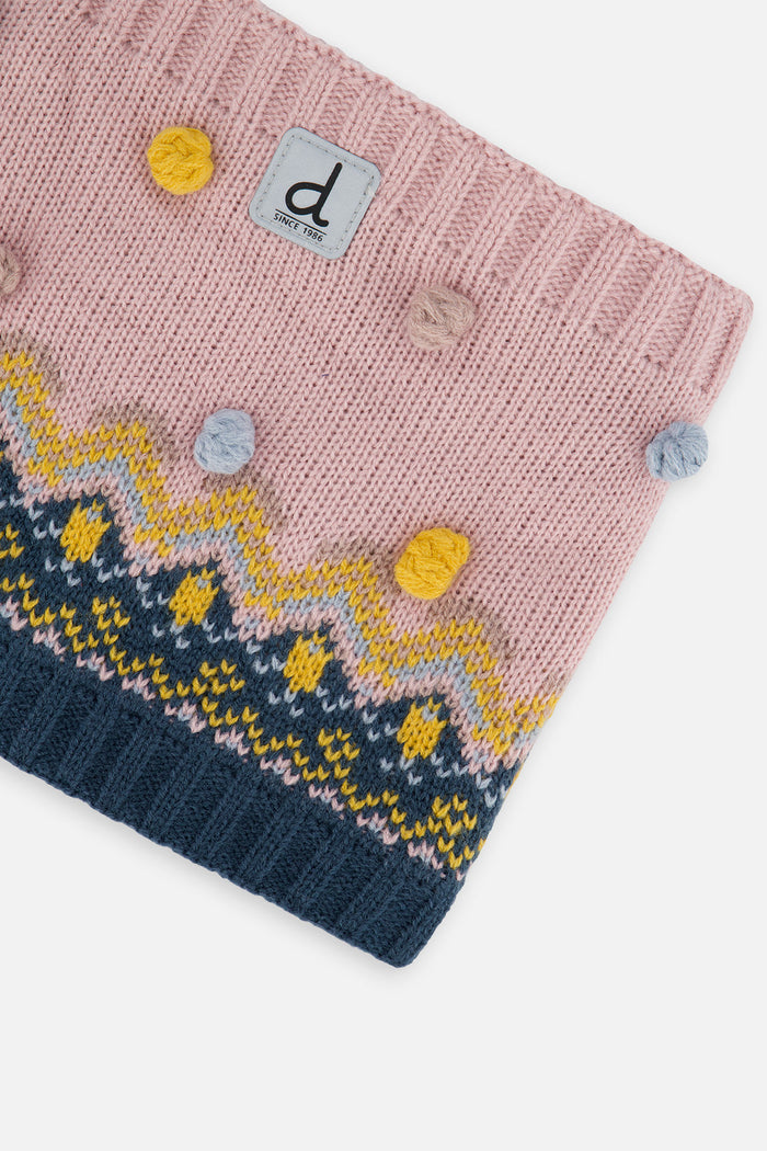 Winter Knit Neckwarmer Pink And Blue Jacquard-3