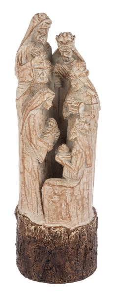 Woodcut Three Kings Nativity Figurine