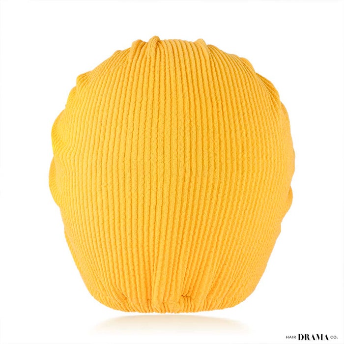 Yellow Ribbed Turban with Starfish Metal Broach
