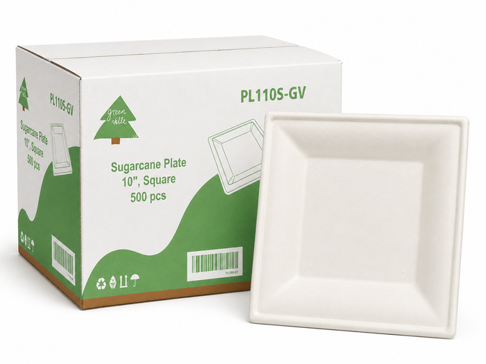 10" Square Sugarcane Plate