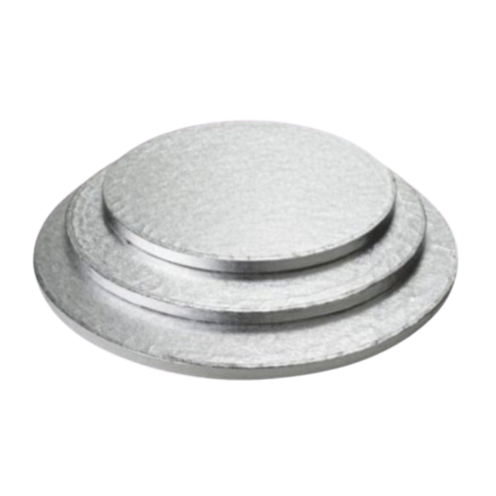 12" Round Silver Cake Board - Foil Wrapped Corrugated Board