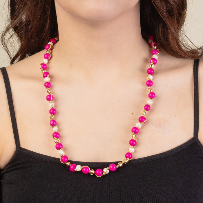 1260 - Beaded Necklace - Fuchsia