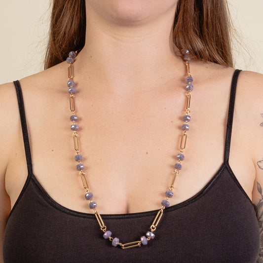 1278 - Beaded Necklace - Purple