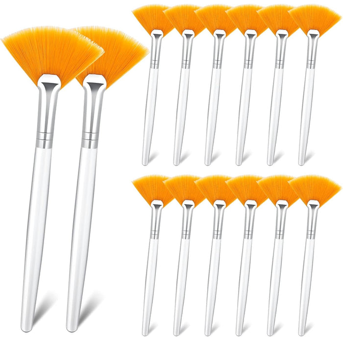 14 Pieces Fan Brushes Applicator, Mask Brushes for Facial Makeup Tools for Face Cosmetic(Brown)