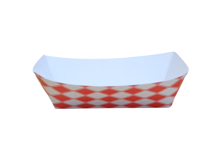 2 lb Red Checkered Food Trays