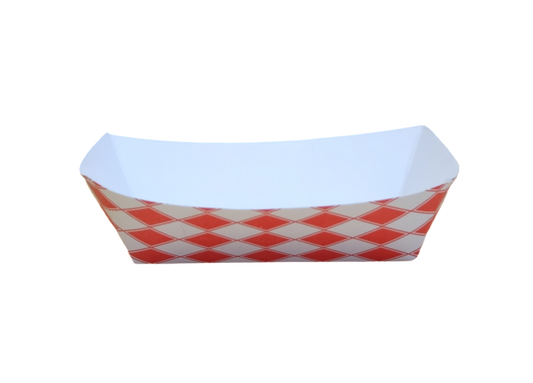 2 lb Red Checkered Food Trays