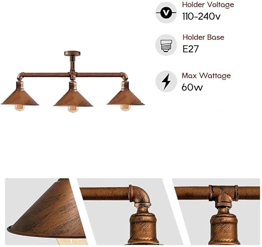 3 Light Kitchen Ceiling Light Steampunk Light Fixture ~ 3526