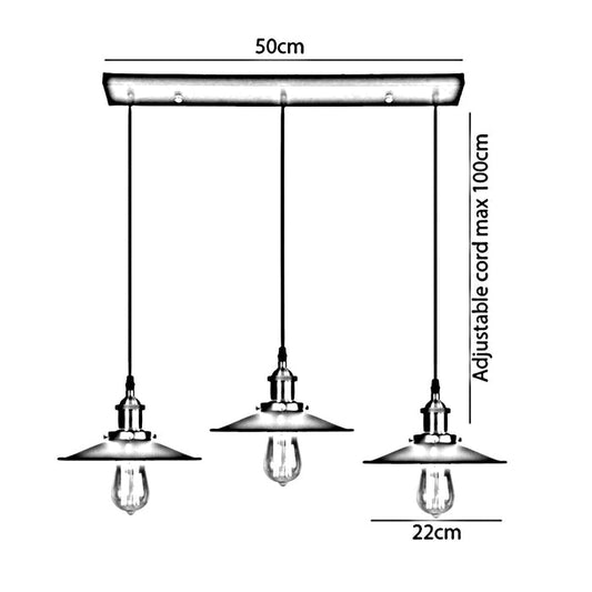 3 Way Modern Ceiling Pendant Cluster Light Fitting Industrial Pendant Lampshade~2139