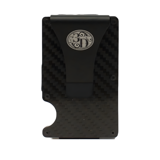 3D Black Carbon Fiber and Stainless Steel Smart Wallet
