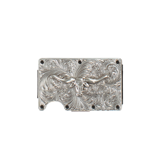 3D Silver Scroll With Longhorn Wallet