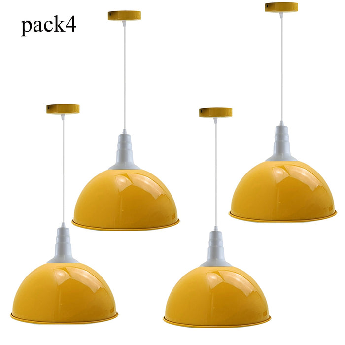 4 Pack Yellow Metal Dome Pendant Lights, 40cm, E27 Shade ceiling Light~3573