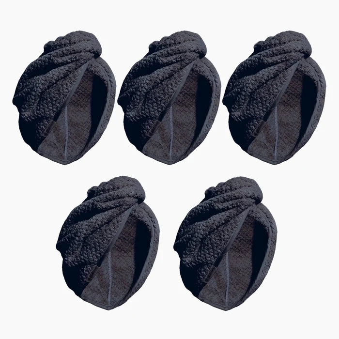 (5 Pack) Hair Drying Towel - Charcoal