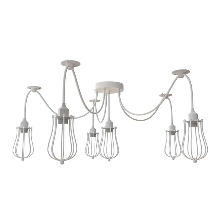6 Way Spider Light E27 Pendant Light with Cage Lampshade ~5083