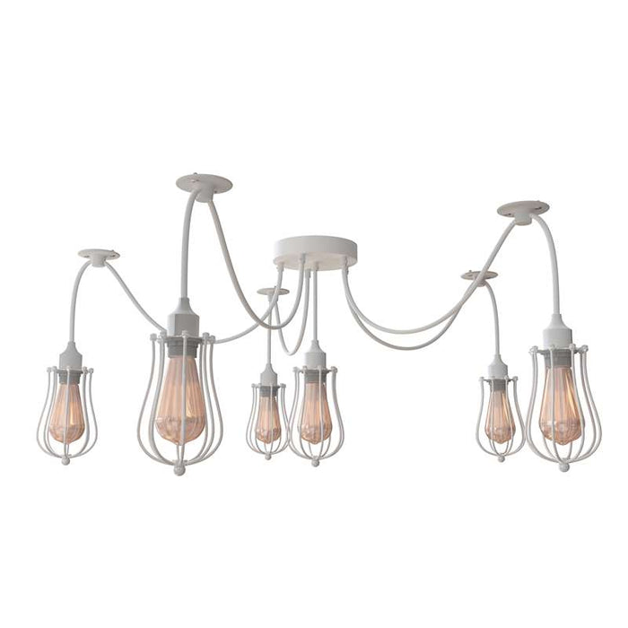 6 Way Spider Light E27 Pendant Light with Cage Lampshade ~5083